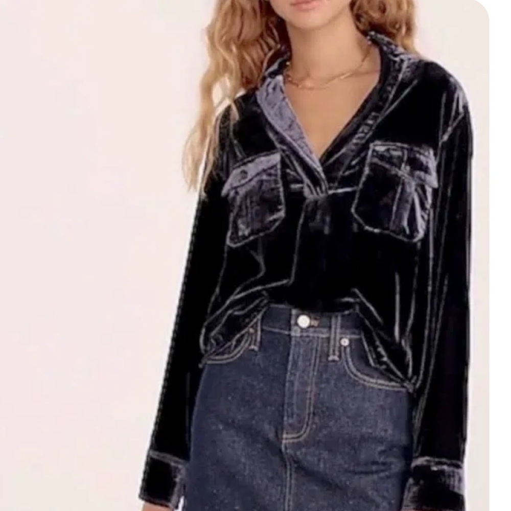 JCrew crushed velvet blouse